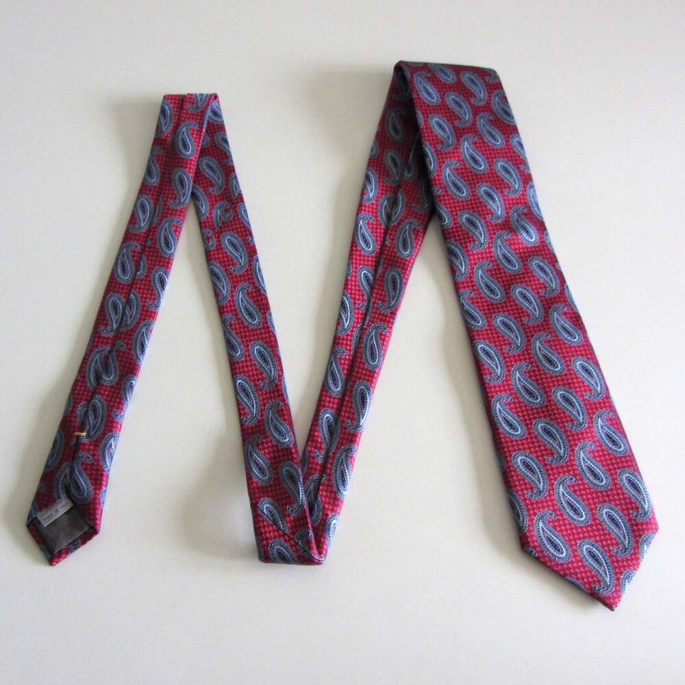 new CANALI swirling paisley neck tie 100% textured silk - Picture 3 of 6